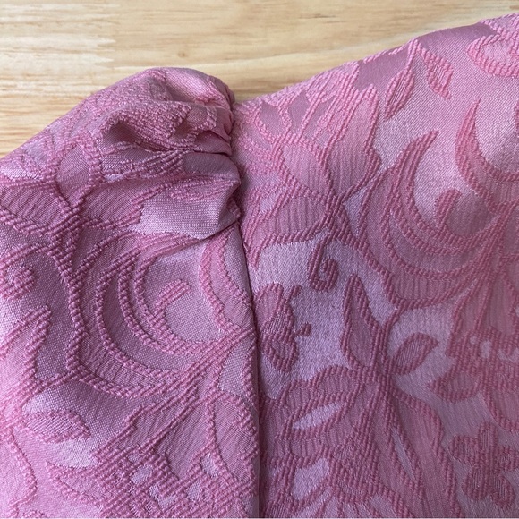 FOREVER NEW Pink Floral Jacquard Flutter Sleeve Frill Hem A-line Dress Size 12 - Picture 7 of 11